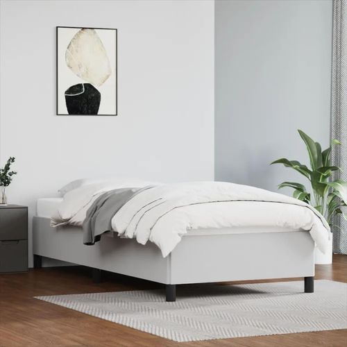 vidaXL Bettgestell Weiß 90x190 cm Kunstleder - Bettgestell - Bettgestelle - Bett - Schlafzimmermöbel