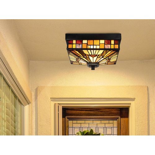 Außergewöhnliche Außendeckenleuchte im Tiffany Stil für Terrasse & Balkon, Ø26cm