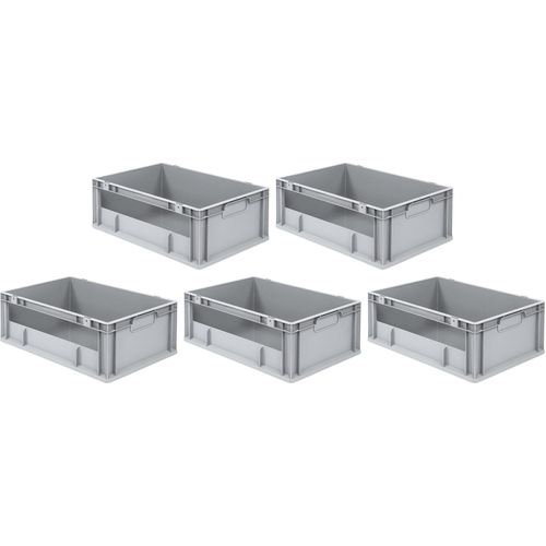 SparSet 5x Eurobox NextGen Insight | HxBxT 22x40x60cm | 44 Liter | Seite offen | Eurobehälter, Transportbox, Transportbehälter, Stapelbehälter