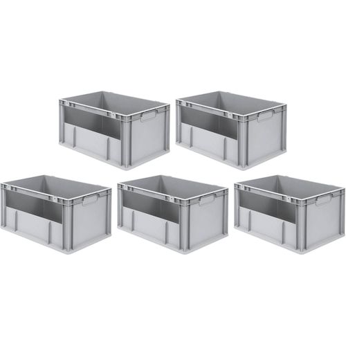 SparSet 5x Eurobox NextGen Insight | HxBxT 32x40x60cm | 65 Liter | Seite offen | Eurobehälter, Transportbox, Transportbehälter, Stapelbehälter