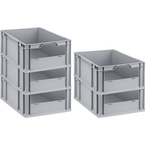 SparSet 5x Eurobox NextGen Insight | HxBxT 22x40x60cm | 44 Liter | Front offen | Eurobehälter, Transportbox, Transportbehälter, Stapelbehälter