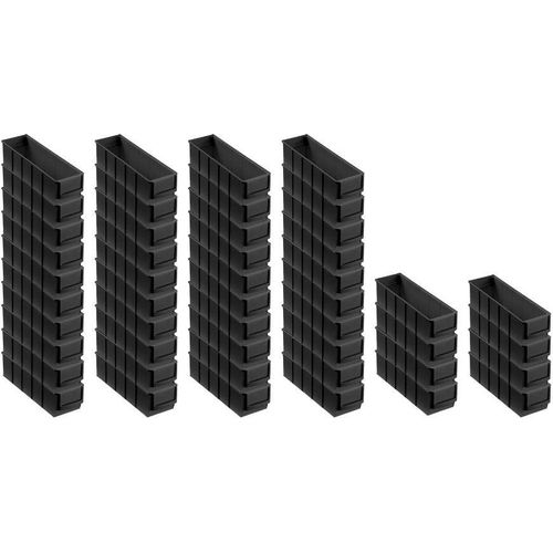 SuperSparSet 48x Leitfähige Industriebox 300 S | HxBxT 8,1x9,1x30cm | 1,6 Liter | ESD, Sichtlagerkasten, Sortimentskasten, Sortimentsbox, Kleinteilebox