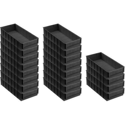 SuperSparSet 24x Leitfähige Industriebox 400 B | HxBxT 8,1x18,3x40cm | 4,7 Liter | ESD, Sichtlagerkasten, Sortimentskasten, Sortimentsbox, Kleinteilebox