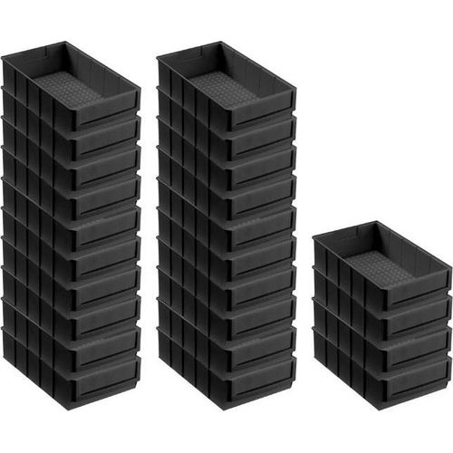 SuperSparSet 24x Leitfähige Industriebox 300 B | HxBxT 8,1x18,3x30cm | 3,4 Liter | ESD, Sichtlagerkasten, Sortimentskasten, Sortimentsbox, Kleinteilebox