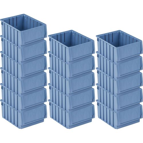 SuperSparSet 16x Regalkasten 300 BH mit Etikett & Schutzhaube | HxBxT 14x23,4x30cm | 7,1 Liter | Sichtlagerkasten, Sortimentskasten, Sortimentsbox, Kleinteilebox