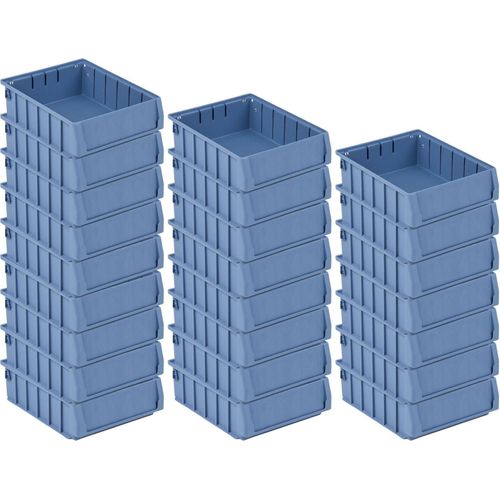 SuperSparSet 24x Regalkasten 300 BN mit Etikett & Schutzhaube | HxBxT 9x23,4x30cm | 4,4 Liter | Sichtlagerkasten, Sortimentskasten, Sortimentsbox, Kleinteilebox