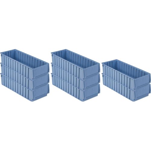 SuperSparSet 8x Regalkasten 600 BH mit Etikett & Schutzhaube | HxBxT 14x23,4x60cm | 15,4 Liter | Sichtlagerkasten, Sortimentskasten, Sortimentsbox, Kleinteilebox