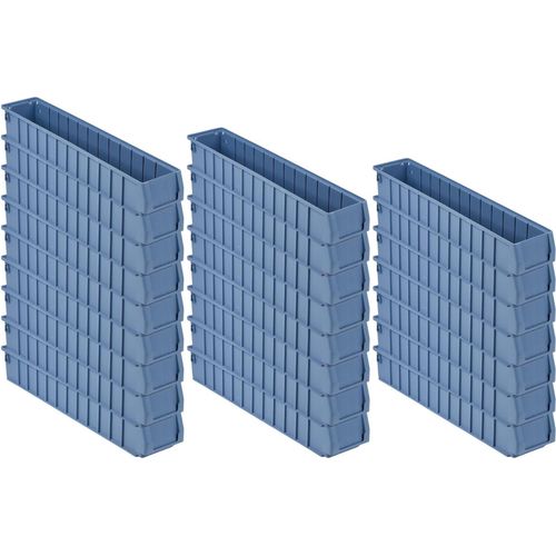 SuperSparSet 24x Regalkasten 600 SN mit Etikett & Schutzhaube | HxBxT 9x11,7x60cm | 4,2 Liter | Sichtlagerkasten, Sortimentskasten, Sortimentsbox, Kleinteilebox