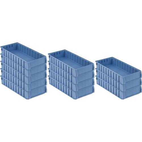 SuperSparSet 12x Regalkasten 500 BN mit Etikett & Schutzhaube | HxBxT 9x23,4x50cm | 7,8 Liter | Sichtlagerkasten, Sortimentskasten, Sortimentsbox, Kleinteilebox
