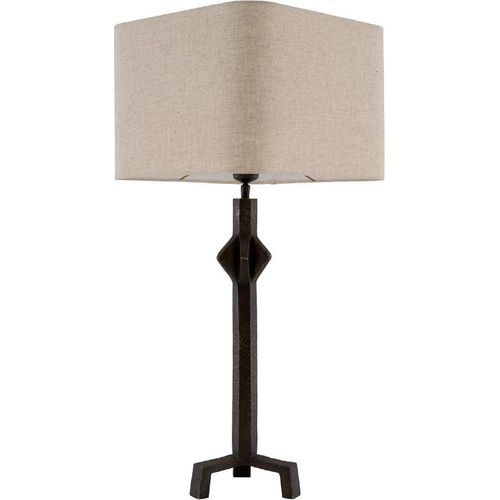 Casa Padrino Luxus Tischleuchte Bronze / Beige 35 x 35 x H. 78,5 cm - Schreibtischleuchte mit quadratischem Lampenschirm - Luxus Tischleuchten - Luxus Schreibtischleuchten