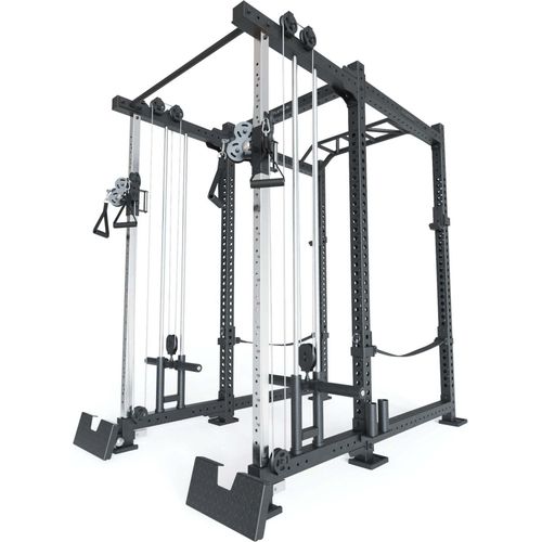 ATLETICA R8-Duality Power Rack | Squat Rack mit Kabelzug und 2x Klimmzugstange | Plate Loaded Dual Pulley, J-Hooks, Safety Straps, Bar Holder