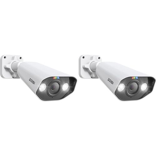 ZOSI 2x 5MP PoE Überwachungskamera Aussen mit Spotlight, Farbnachtsicht, Personen-/Fahrzeugerkennung, 2-Wege-Audio, Funktioniert NUR mit ZOSI PoE NVR