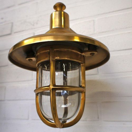 Aussenleuchte Haustür, Schiffslampe aus solidem Messing - H.26cm