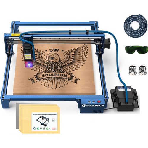 SCULPFUN S30 (Upgrade von Sculpfun S9): 5W mit automatischer Luftunterstützung und Endschaltern, Gravurgenauigkeit von 0,005 mm