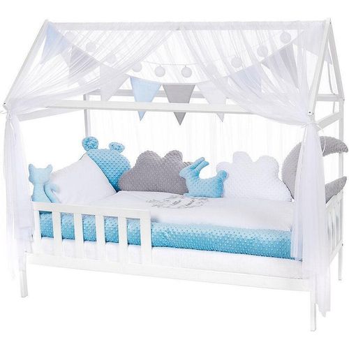 Baby-Delux Komplettbett Babybett Hausbett 160x80 cm weiß Kinderbett mehrteiliges Bettwäsche Set Prince