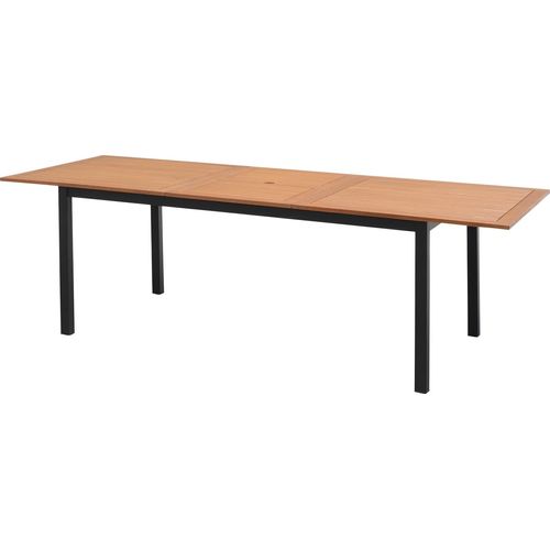 Gartentisch - Braun - Schwarz - Eukalyptus - Aluminiumgestell - 180 x 100 cm - ausziehbar