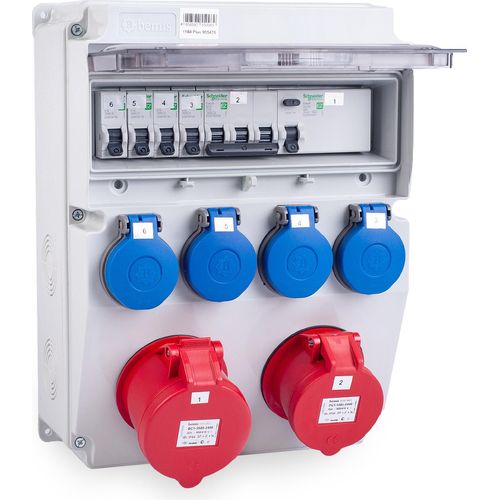 MIDORI® Stromverteiler Baustromverteiler komplett 32A / 5P, 16A / 5P, 4x 230V FI-Schutzschalter