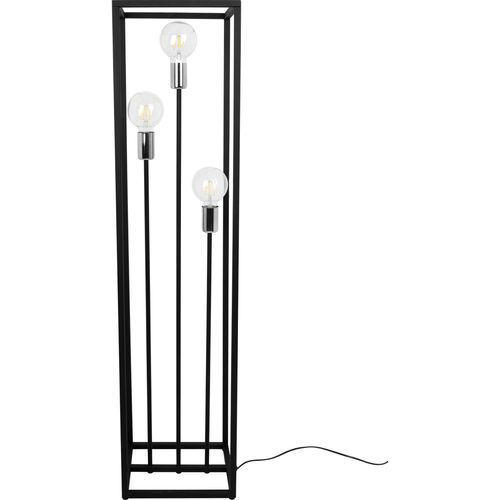 Lampenschirm Stehlampe Modern CAGE Light-Home - Standleuchte für Wohnzimmer - Elegante Industrial Lampe - Schwarz und Gold - 130x30x25 cm