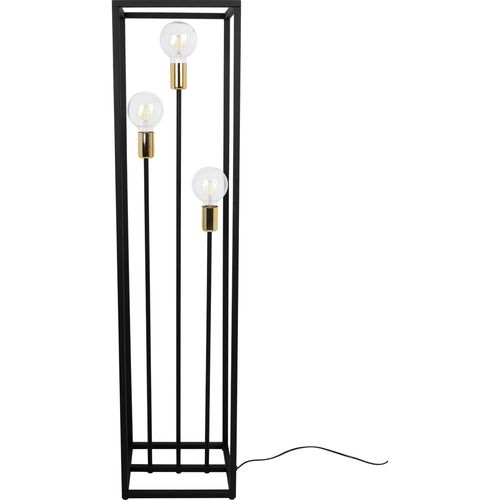 Lampenschirm Stehlampe Modern CAGE Light-Home - Standleuchte für Wohnzimmer - Elegante Industrial Lampe - Schwarz und Silber - 130x30x25 cm