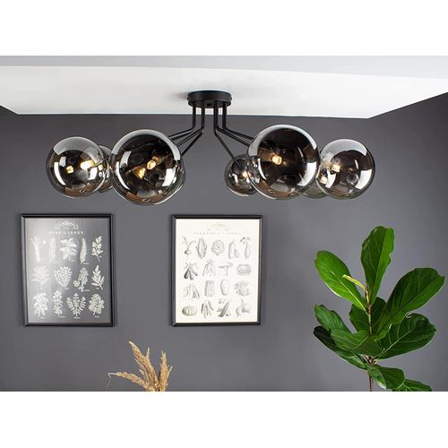 LUCE Design Neptun Deckenleuchte 8fach G9 Rauchglas schwarz