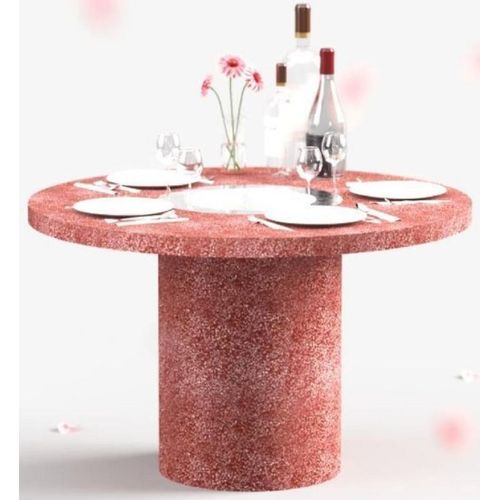 Casa Padrino Luxus Esstisch mit Bioethanol Kamin Ø 120 x H. 75 cm - Verschiedene Farben - Esszimmertisch - Gartentisch - Esszimmer Möbel - Garten Möbel - Luxus Möbel - Luxus Einrichtung, Farbe:rot