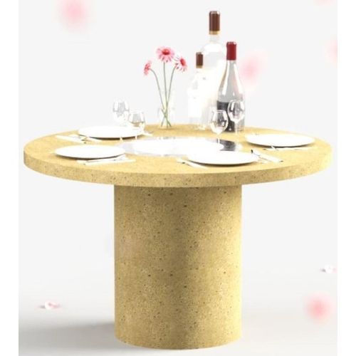 Casa Padrino Luxus Esstisch mit Bioethanol Kamin Ø 120 x H. 75 cm - Verschiedene Farben - Esszimmertisch - Gartentisch - Esszimmer Möbel - Garten Möbel - Luxus Möbel - Luxus Einrichtung, Farbe:gelb