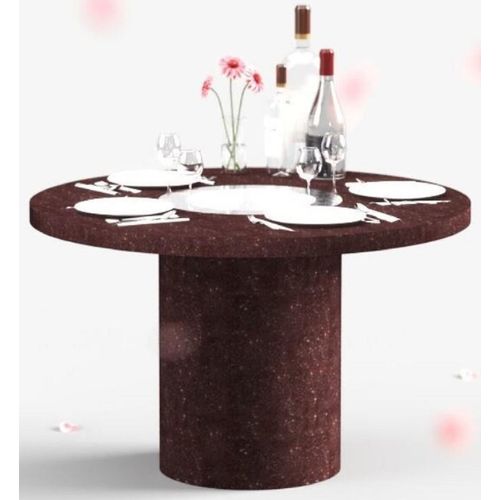 Casa Padrino Luxus Esstisch mit Bioethanol Kamin Ø 120 x H. 75 cm - Verschiedene Farben - Esszimmertisch - Gartentisch - Esszimmer Möbel - Garten Möbel - Luxus Möbel - Luxus Einrichtung, Farbe:braunton