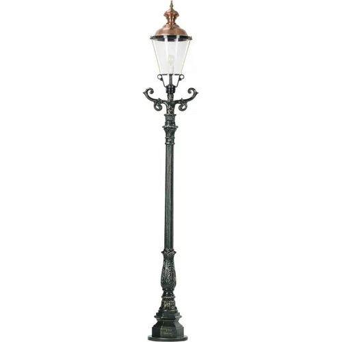 Casa Padrino Jugendstil Garten Stehleuchte Grün / Kupfer 42 x 30 x H. 260 cm - Gartenlaterne - Gartenleuchte - Nostalgische Garten Beleuchtung - Nostalgische Garten Leuchten