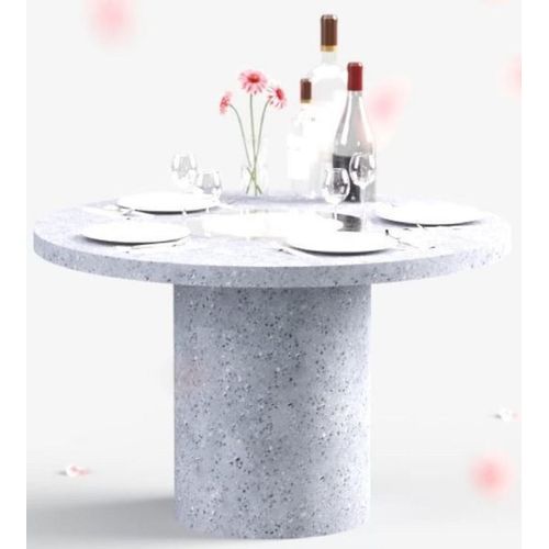 Casa Padrino Luxus Esstisch mit Bioethanol Kamin Ø 120 x H. 75 cm - Verschiedene Farben - Esszimmertisch - Gartentisch - Esszimmer Möbel - Garten Möbel - Luxus Möbel - Luxus Einrichtung, Farbe:Grau