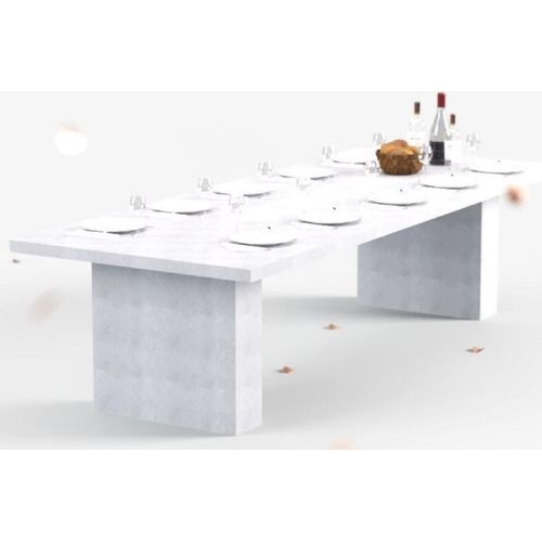 Casa Padrino Luxus Esstisch mit Bioethanol Kamin 300 x 115 x H. 75 cm - Verschiedene Farben - Esszimmertisch - Gartentisch - Esszimmer Möbel - Garten Möbel - Luxus Möbel - Luxus Einrichtung, Farbe:weiß