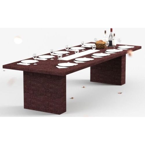 Casa Padrino Luxus Esstisch mit Bioethanol Kamin 300 x 115 x H. 75 cm - Verschiedene Farben - Esszimmertisch - Gartentisch - Esszimmer Möbel - Garten Möbel - Luxus Möbel - Luxus Einrichtung, Farbe:braunton