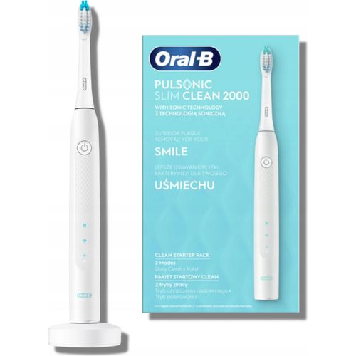Oral-B | Schallzahnbürste Pulsonic Slim 2000 - Weiß - Effektive Reinigung - 2 Wochen Akkulaufzeit