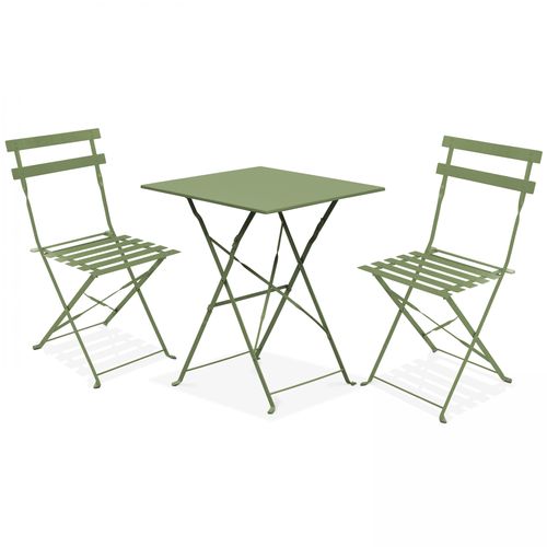 Gartenbistrotisch und 2 Klappstühle Grüner Kaktus - Oviala Rome
