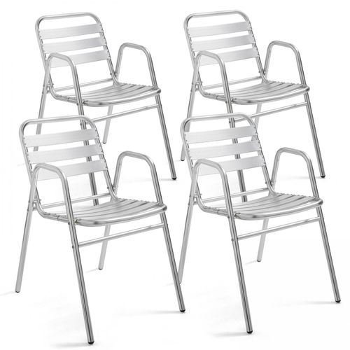 Set mit 4 Stühlen aus Aluminium Grau - Oviala Nothing Hill