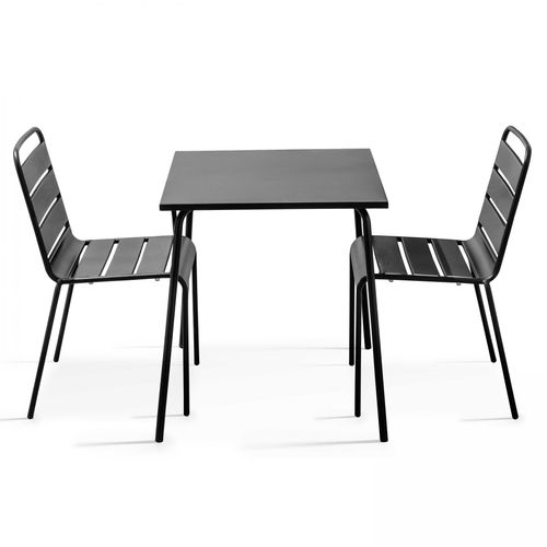 Set aus quadratischem Tisch und 2 Stühlen Grau - Oviala Palavas