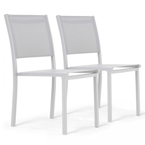 Set aus 2 Outdoor-Stühlen aus Aluminium und Textylen Weiß - Oviala Nice
