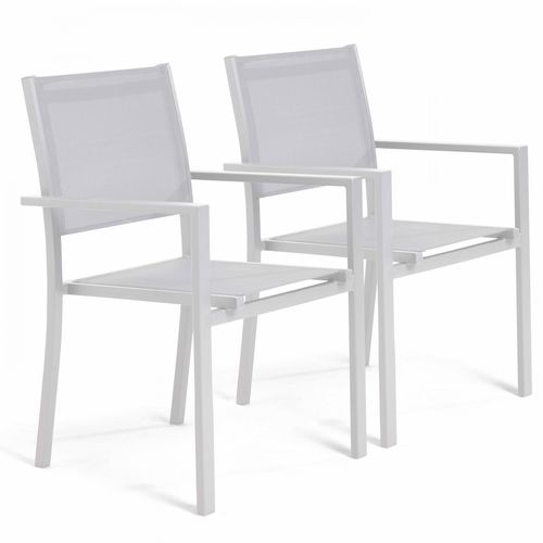 Set aus 2 Outdoor-Sesseln aus Aluminium und Textylen Weiß - Oviala Nice
