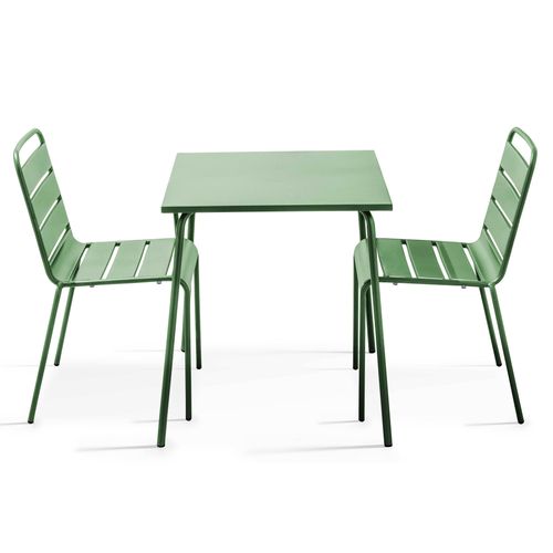 Set aus quadratischem Tisch und 2 Stühlen Grüner Kaktus - Oviala Palavas