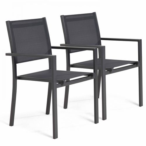 Set aus 2 Outdoor-Sesseln aus Aluminium und Textylen Grau - Oviala Nice