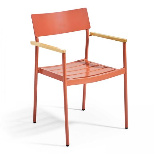 Gartensessel aus Aluminium und Holz Terrakotta - Oviala Leeds