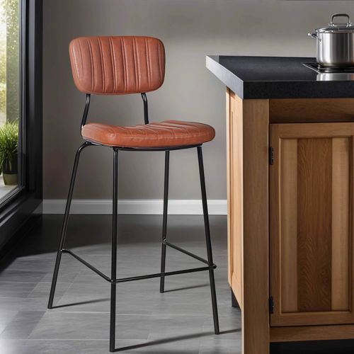 2er-Set Hochstühle aus Kunstleder Braun - Oviala York