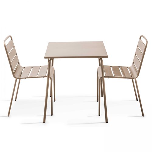 Set aus quadratischem Tisch und 2 Stühlen Taupe - Oviala Palavas