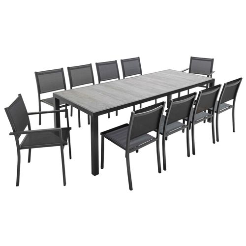 Gartenmöbel für 10 Personen aus Aluminium mit gewachster Betonoptik - Oviala Tivoli