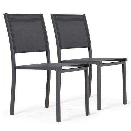 Set aus 2 Outdoor-Stühlen aus Aluminium und Textylen Grau - Oviala Nice