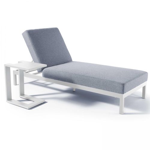 Liegestuhl und Tablett aus Aluminium Weiß - Oviala Galapagos