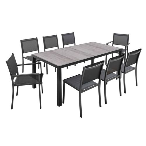 Set aus Gartentisch und -stühlen, Holzimitat Grau Grau - Oviala Tivoli