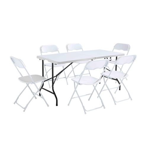 Set aus Klapptisch und Stühlen für den Außenbereich in 152 cm Weiß - Oviala REKKEM