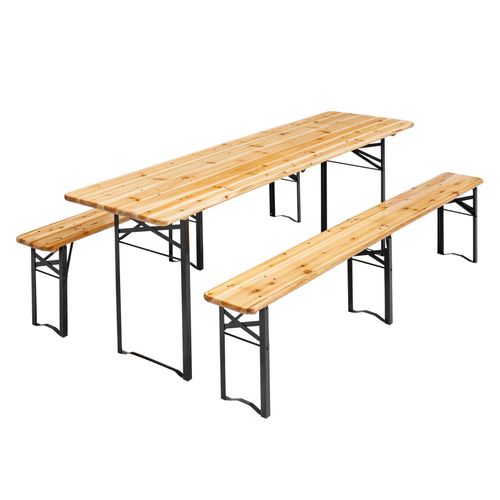 Set aus Biertisch und Klappbänken aus Holz in 218 cm Braun - Oviala Munich