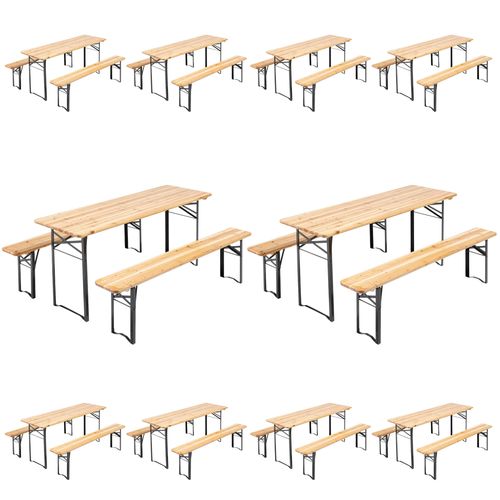 Set aus Biertisch und Bänken aus Holz von 180 cm - 10 Stück Braun - Oviala Munich