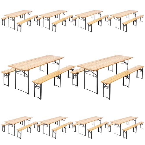 Set aus Tisch und Bänken von 216 cm - 10er-Set Braun - Oviala Munich